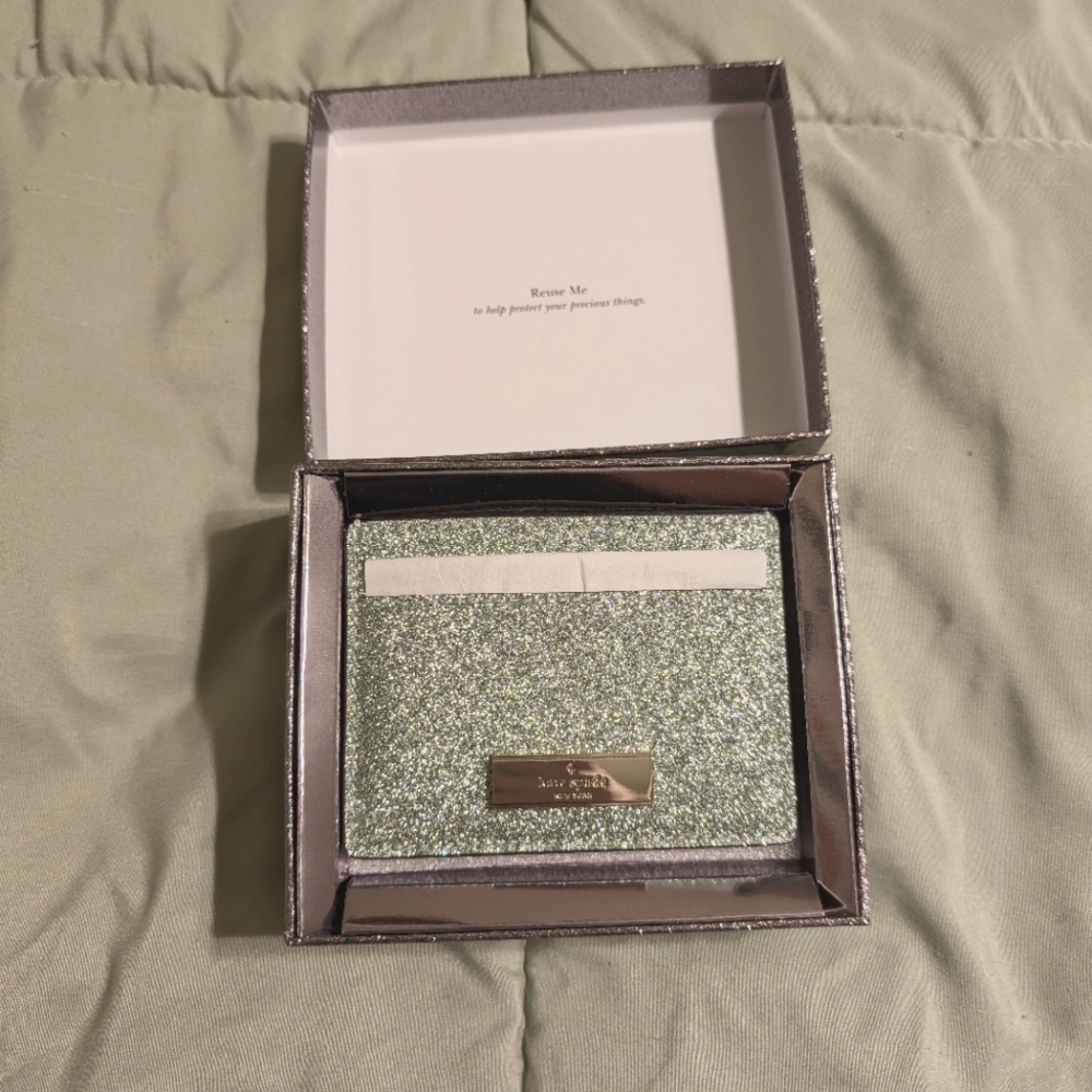 Kate Spade Silver Glitter Card Case